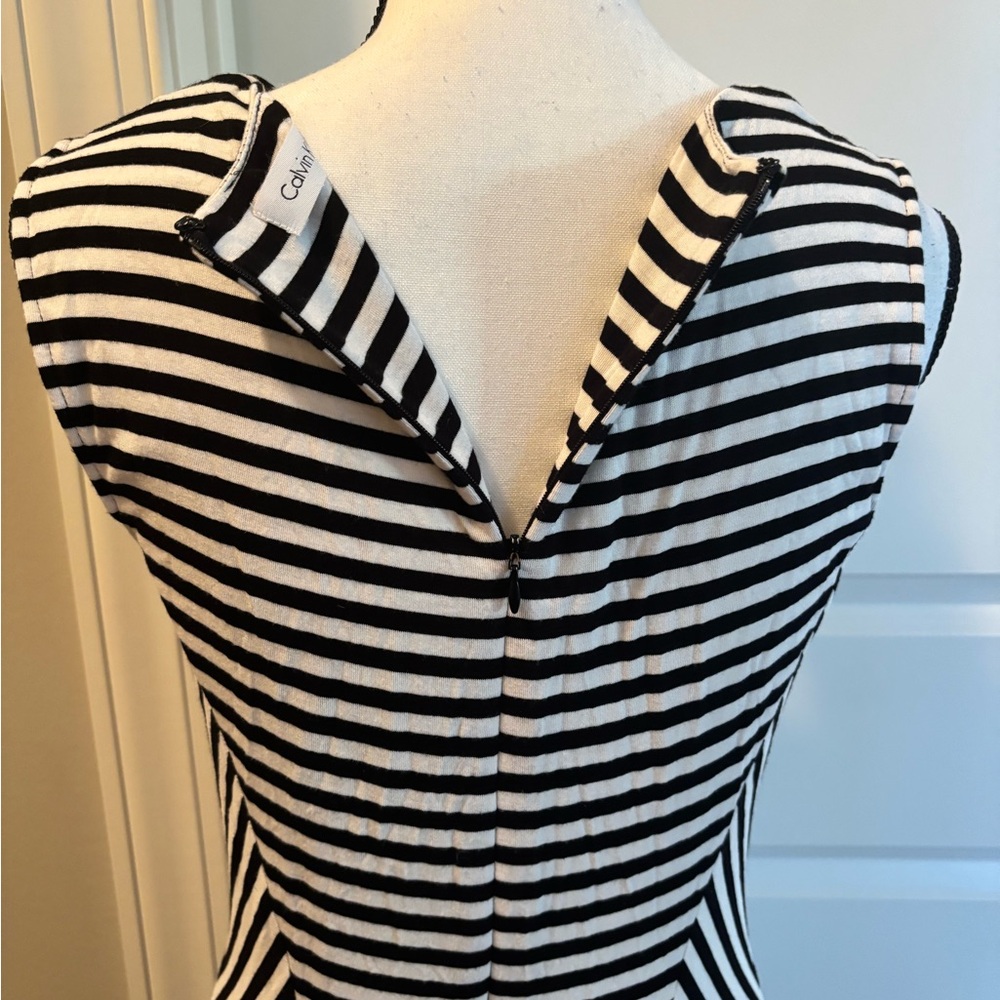 Calvin Klein Black and White Striped Midi Dress - Picture 6 of 7